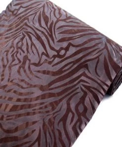 HIER_5210 54" X 10 Yards | Zebra Print Taffeta Fabric Roll | Animal Print Fabric - Chocolate