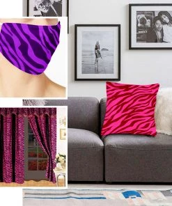 HIER_5220 12" X 10 Yards | Zebra Print Taffeta Fabric Roll | Animal Print Fabric - Fuchsia Fabric Bolts & Bags