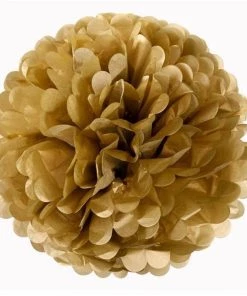HIER_3300 6 Pack 16" Gold Paper Tissue Fluffy Pom Pom Flower Balls