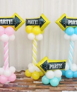 HIER_3213 2 Pack | 30" Reusable Party This Way Arrow Sign Mylar Foil Balloons Big Event Backdrops & Décor 24 HIER_3213 2 Pack | 30