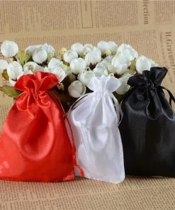 HIER_5350 12 Pack | 5" Gold Satin Drawstring Pouch Wedding Party Favor Gift Bags Tabletop Decor 16 HIER_5350 12 Pack | 5