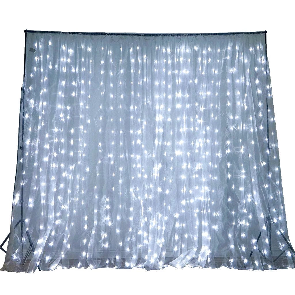 HIER_3110 18ftx9ft | White Sheer Organza & Cool LED Lights Photography Backdrop Backdrop Panels 10 HIER_3110 18ftx9ft | White Sheer Organza & Cool LED Lights Photography Backdrop Backdrop Panels
