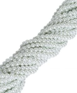 HIER_5170 10 Pack | 8mm Glossy White Faux Mother Of Pearls Craft String Beads
