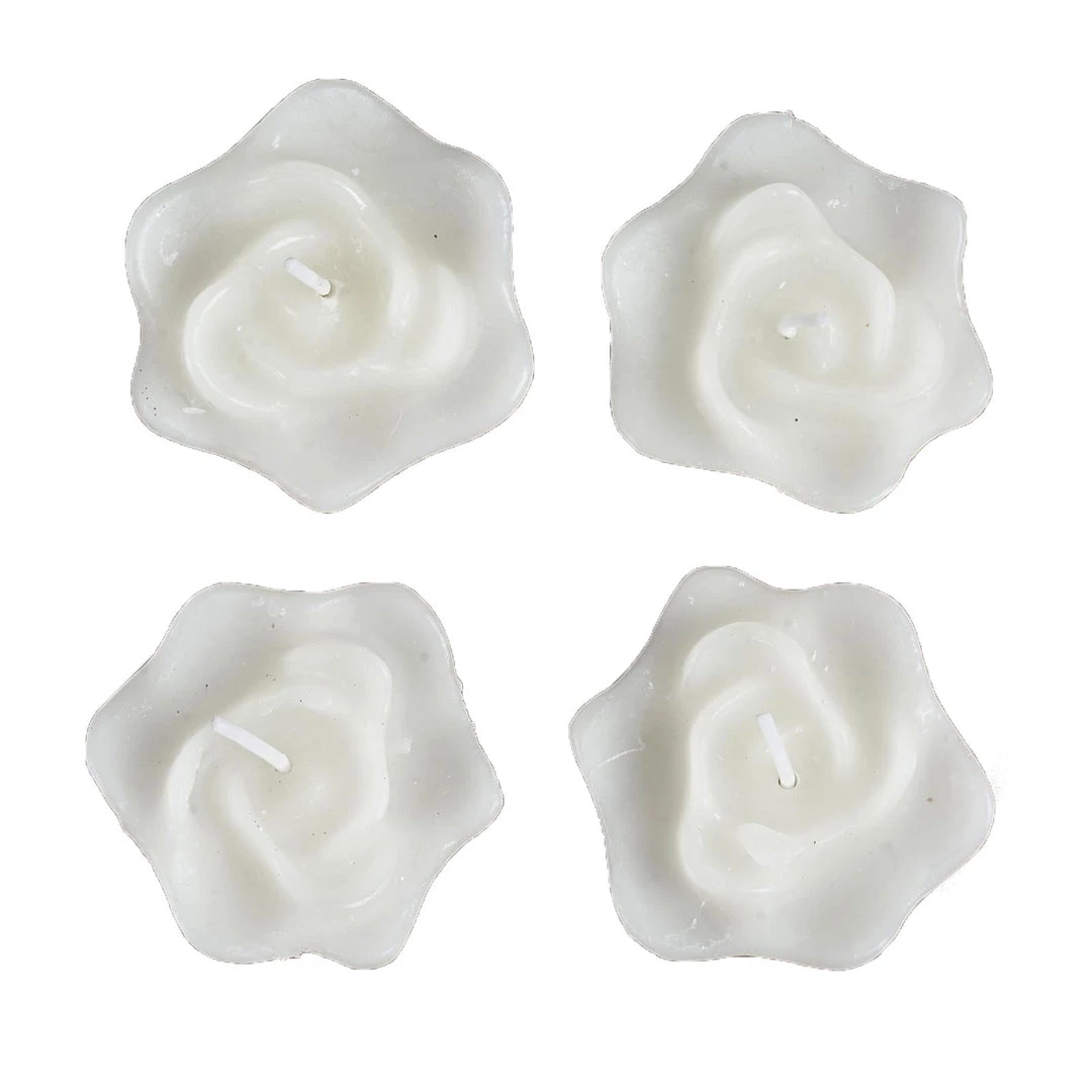 HIER_3810 Chargers & Centerpieces 4 Pack | 2.5" White Rose Flower Floating Candles Wedding Vase Fillers 11 HIER_3810 Chargers & Centerpieces 4 Pack | 2.5" White Rose Flower Floating Candles Wedding Vase Fillers